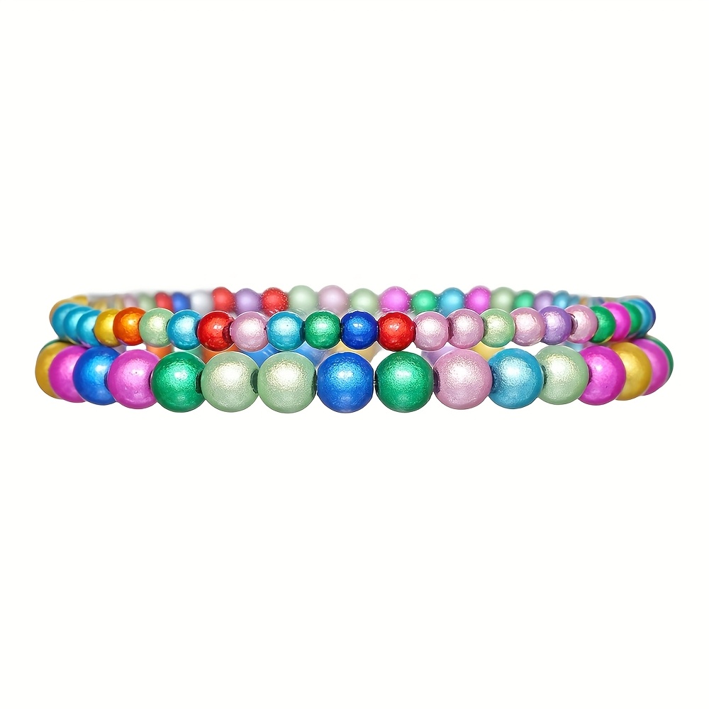 Bohemian-Style Colorful Bead Bracelet Set for Daily Wear